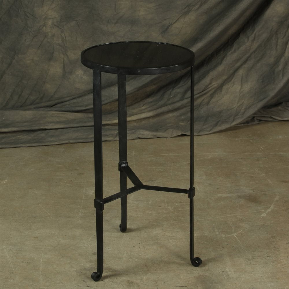 Savoy Iron & Stone Side Table - Black with Grey Stone