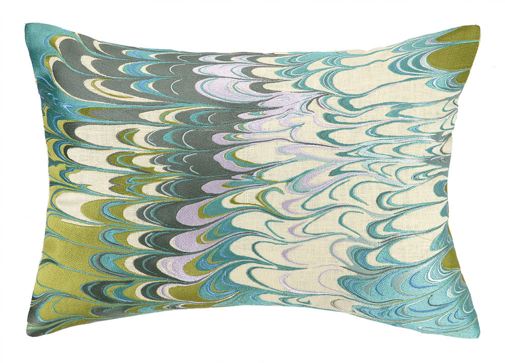 Marble Madness Embroidered Pillow - Lime