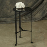 Savoy Iron & Stone Side Table - Black with Grey Stone
