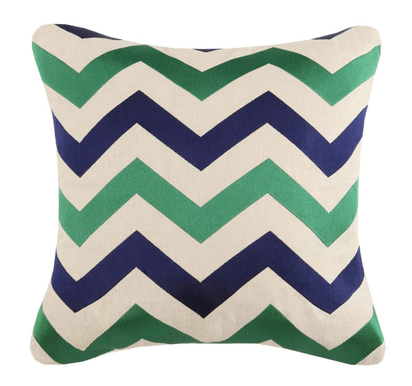 Jackson Embroidered Pillow - Emerald/Navy