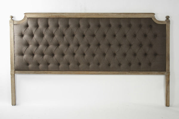 Louis Tufted Headboard (King, Aubergine Linen)