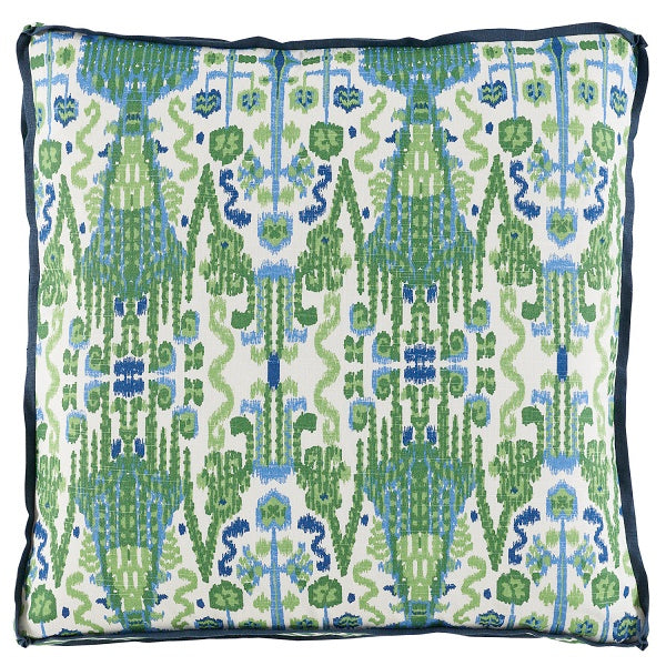 Bombay Kelly with Trellis Kelly Gusset and Navy Linen Flange