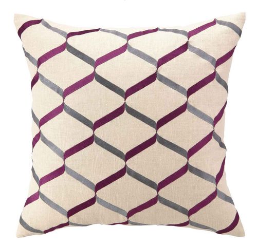 Fuchsia Ribbon Work Embroidered Pillow