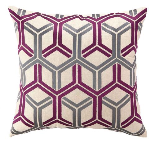 Fuchsia Interlocked Embroidered Pillow