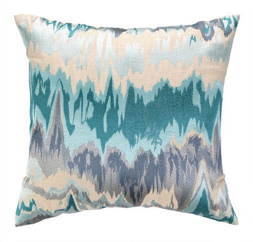 Seismograph Aqua Embroidered Pillow
