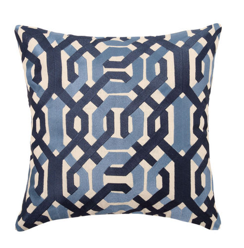 Galway Blue Embroidered Pillow