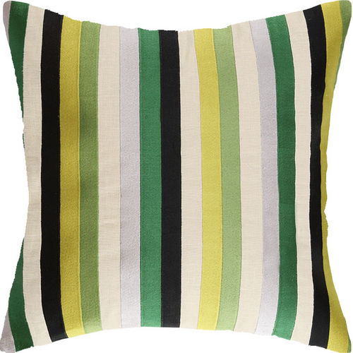 Straight Up Green Embroidered Pillow