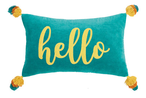 Hello Tassels Embroidered Pillow