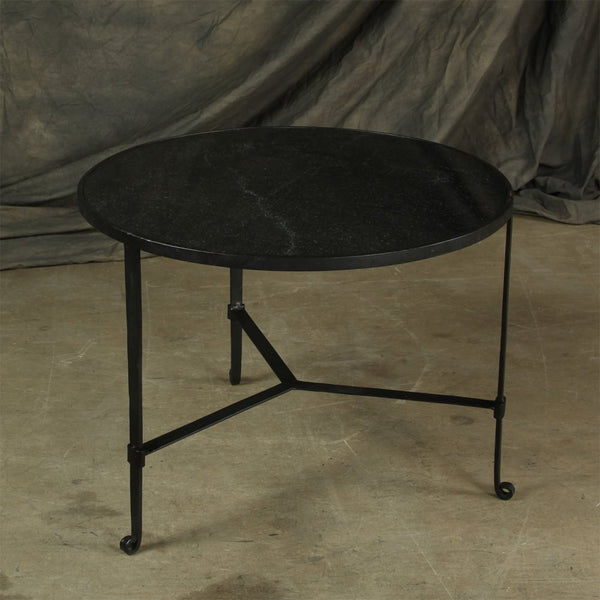 Savoy Iron & Stone Coffee Table - Black with Grey Stone