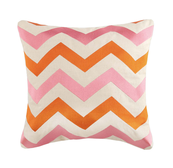 Hayden Embroidered Pillow - Orange/Pink